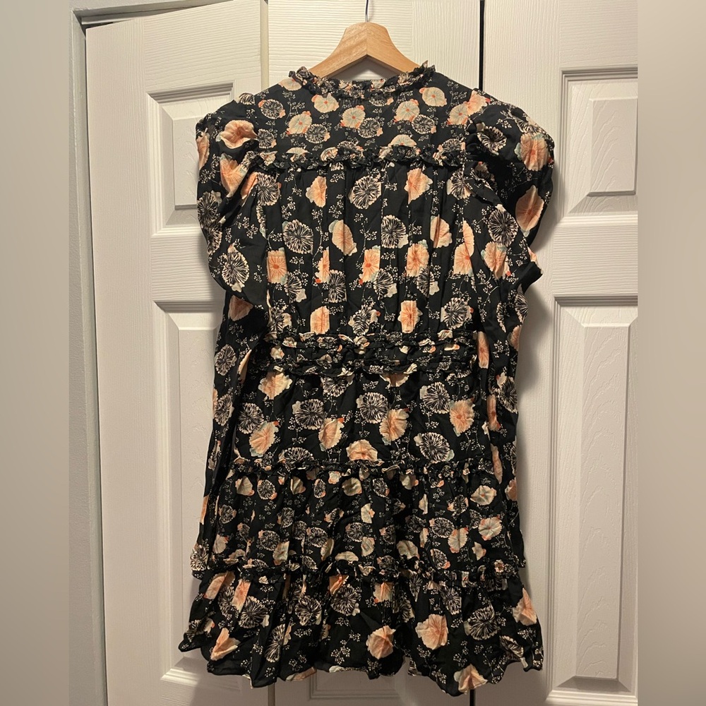 NWOT Ulla Johnson Winsor Floral V-Neck Puff Sleeve Tiered Mini Dress size 4 - Picture 5 of 7